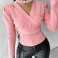 Keyhole Neck Beaded Knit Sweater