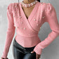 Keyhole Neck Beaded Knit Sweater