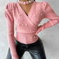 Keyhole Neck Beaded Knit Sweater