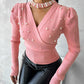 Keyhole Neck Beaded Knit Sweater