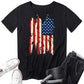 Independence Day Flag Print Eyelet Decor T shirt