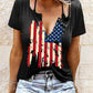 Independence Day Flag Print Eyelet Decor T shirt
