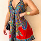 Paisley Print Halter Backless Dress