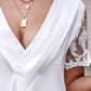 Lace Patch Ruched V Neck Top