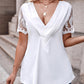 Lace Patch Ruched V Neck Top