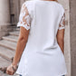 Lace Patch Ruched V Neck Top