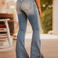 Zipper Fly Ripped Raw Hem Flared Leg Jeans