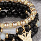 1pc Crystal Stone Beaded Butterfly Multi Layer Bracelet