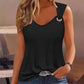 Eyelet V Neck Casual Tank Top