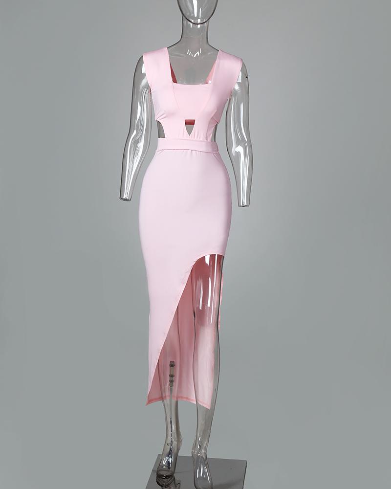 Cut Out Waist Slit Irregular Party Dress