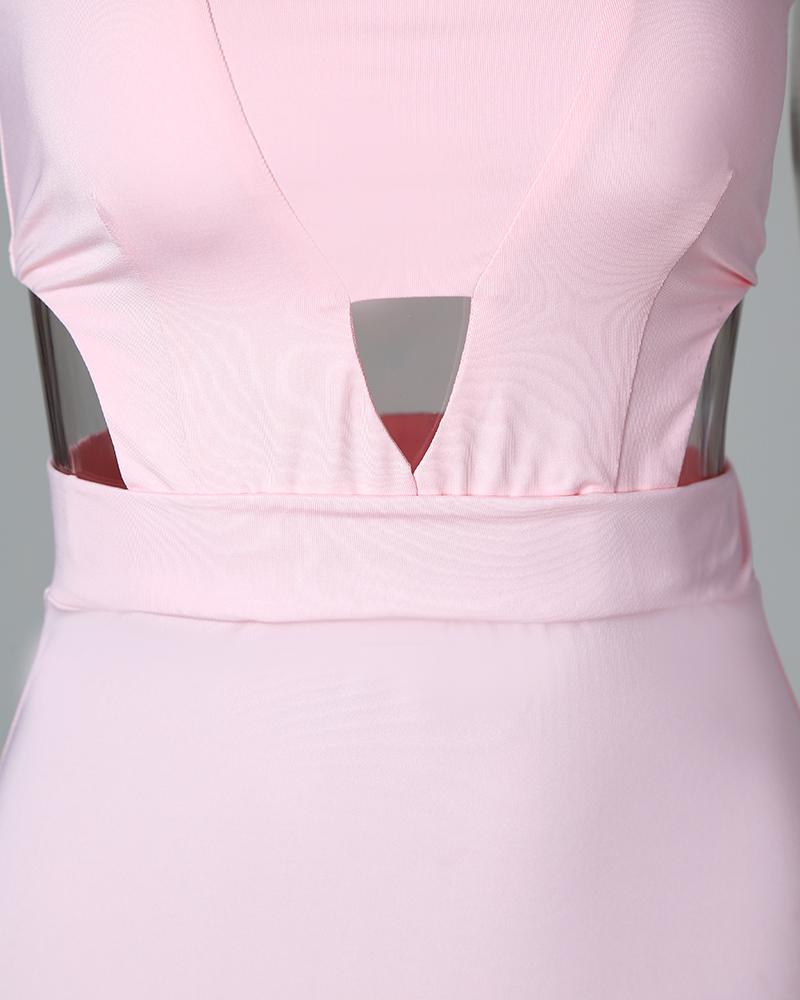 Cut Out Waist Slit Irregular Party Dress