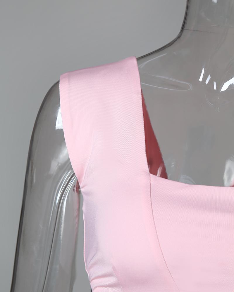 Cut Out Waist Slit Irregular Party Dress