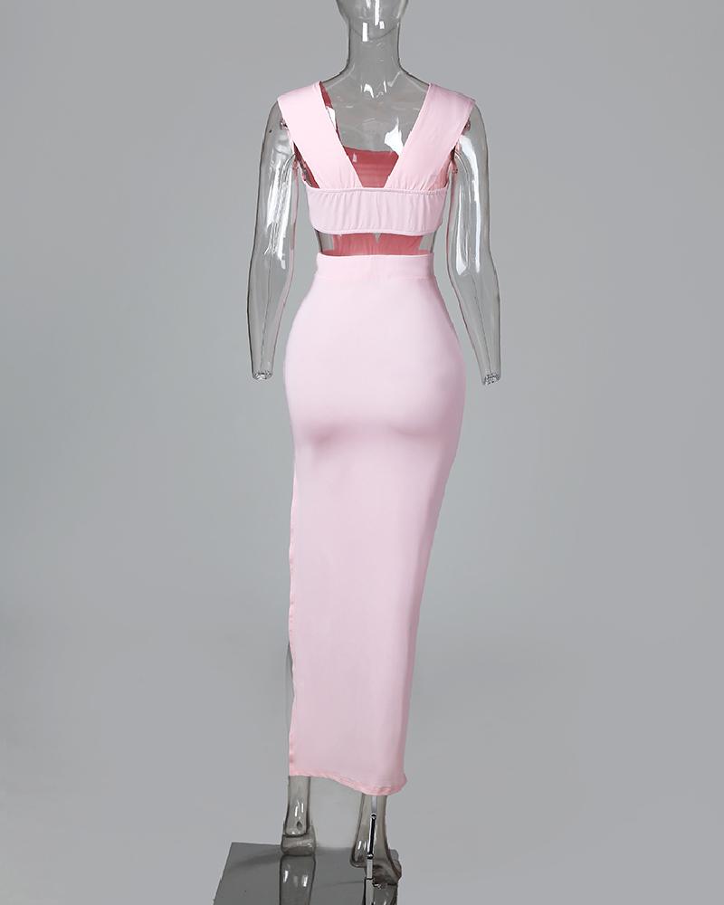 Cut Out Waist Slit Irregular Party Dress