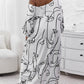 Plus Size Abstract Figure Print Lantern Sleeve Maxi Dress