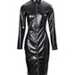 Zipper Design PU Bodycon Dress