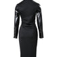 Zipper Design PU Bodycon Dress