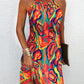 Multi Color Abstract Print Hollow Out Casual Dress