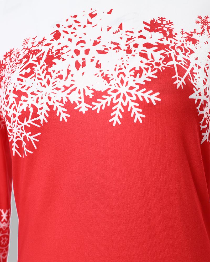 Christmas Snowflake Print Long Sleeve Bodycon Dress