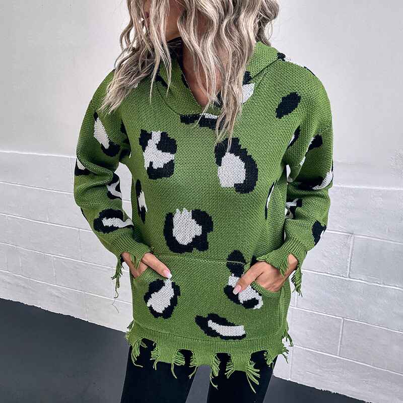    green-Womens-VNeck-Hooded-Sweaters-Striped-Loose-Long-Sleeve-Lightweight-Pullover-Knit-Jumper-with-Pocket