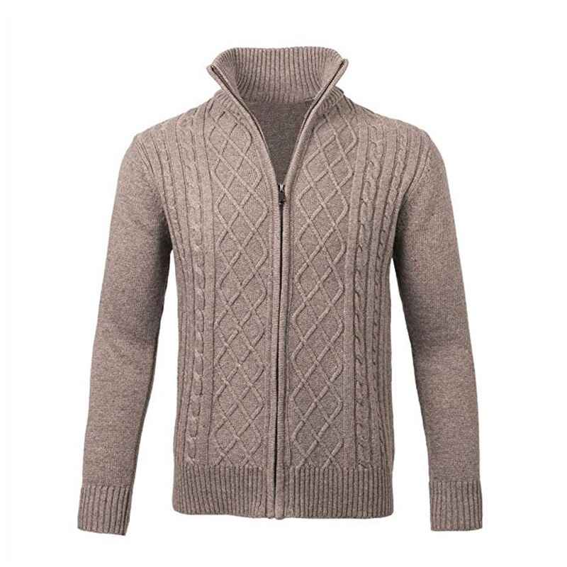 khaki-Mens-Casual-Stand-Collar-Cable-Knitted-Zip-Cardigan-Sweater-Jacket