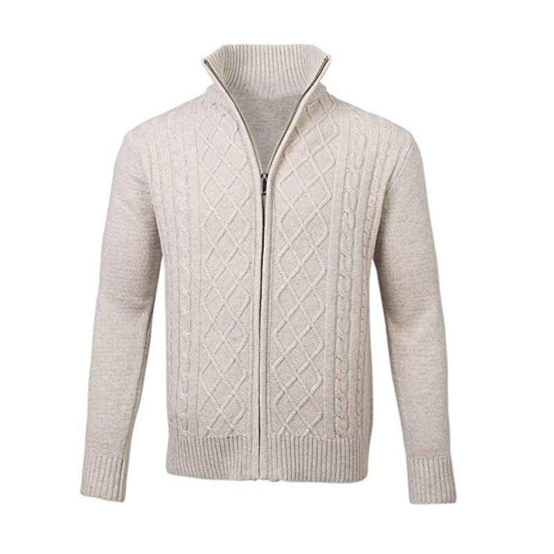 off-white-Mens-Casual-Stand-Collar-Cable-Knitted-Zip-Cardigan-Sweater-Jacket