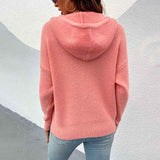    pink-Women_s-Long-Sleeve-Solid-Color-Pullover-Wool-Hooded-Sweatshirt-Top-back
