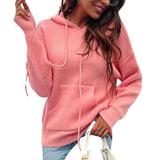 pink-Women_s-Long-Sleeve-Solid-Color-Pullover-Wool-Hooded-Sweatshirt-Top-front