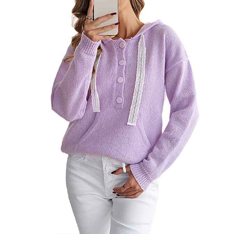 purple-Women_s-Pullover-Hoodie-Button-Collar-Drawstring-Long-Sleeve-Sweatshirt-with-Pockets