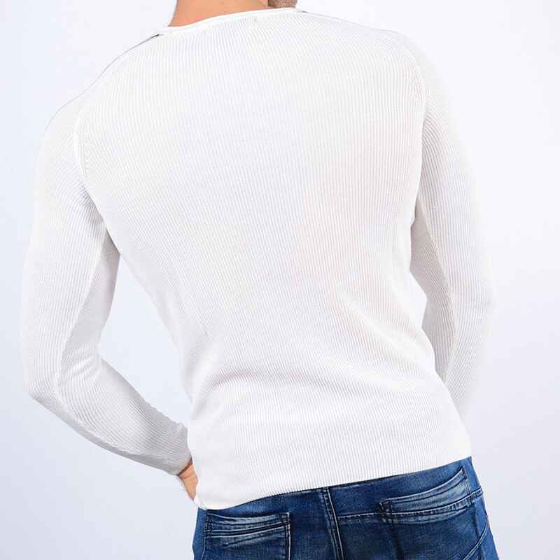 Men's Soft Cotton Cable Stitch Slim Fit Crew Neck Sweater G075